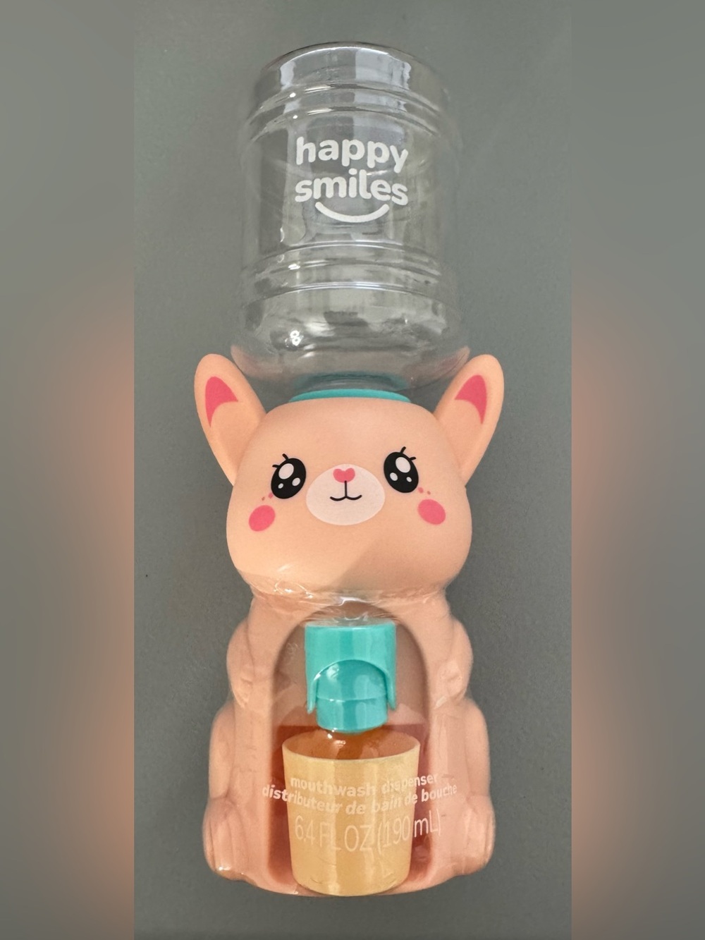 Happy Smiles Kids Mouthwash Dispenser – Pink with Teal Accent pg miniature